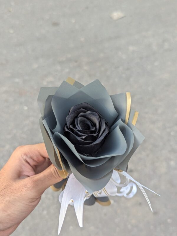 B134 Single Black Ribbon Rose