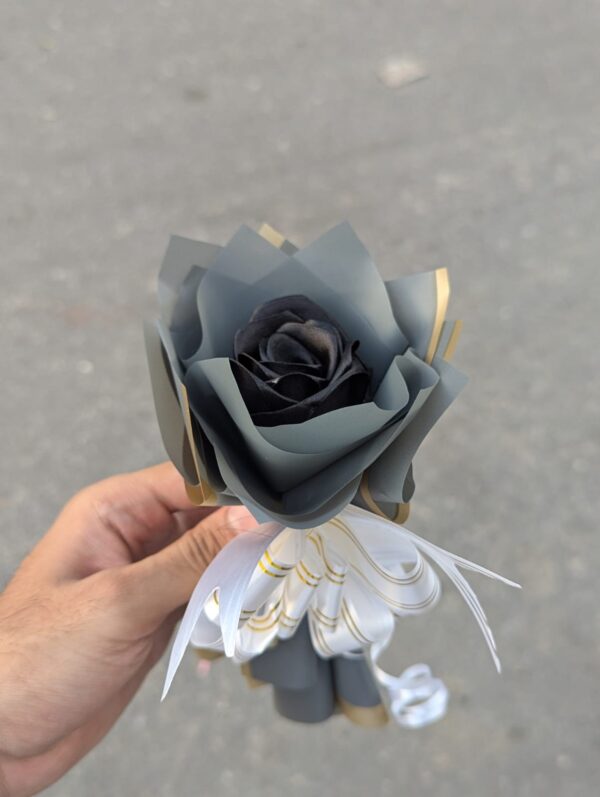 B134 Single Black Ribbon Rose - Image 2